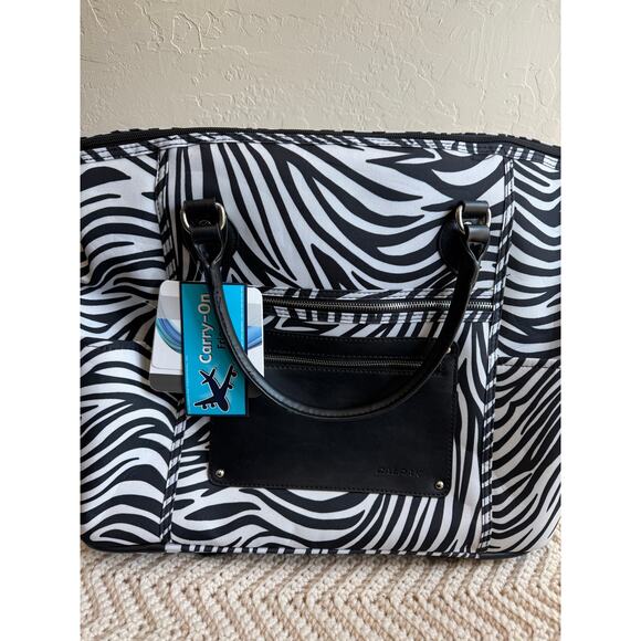 NEW Carry On Friendly Rolling Travel Bag Zebra Print Wheeled Duffel Luggage - Picture 5 of 10